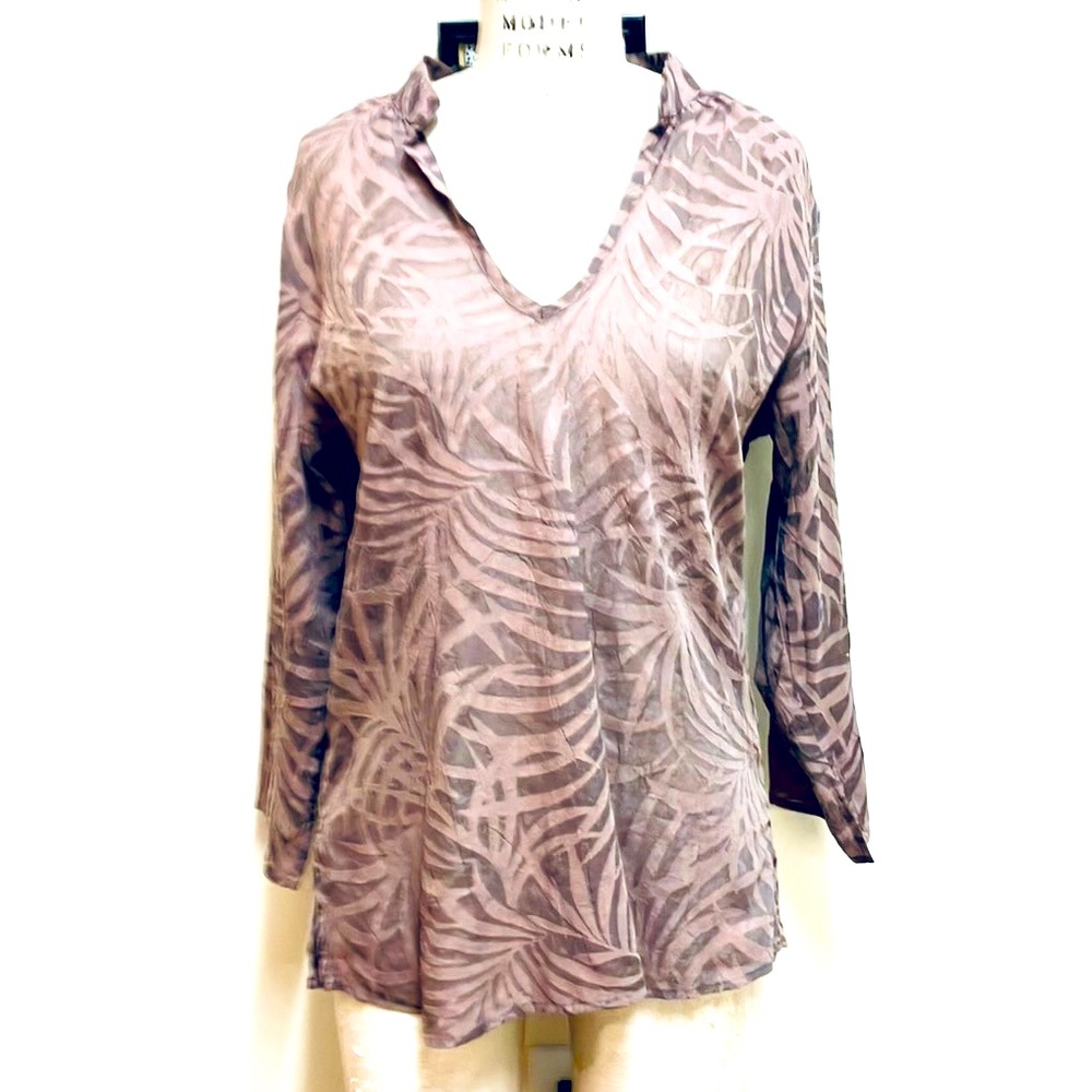 T46 Dockers Brown Print Blouse
